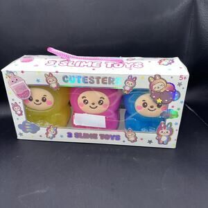 Cutesters Box W 3 Slime Toys Danbar Global Yellow Pink Blue Fun Shaped Bottle